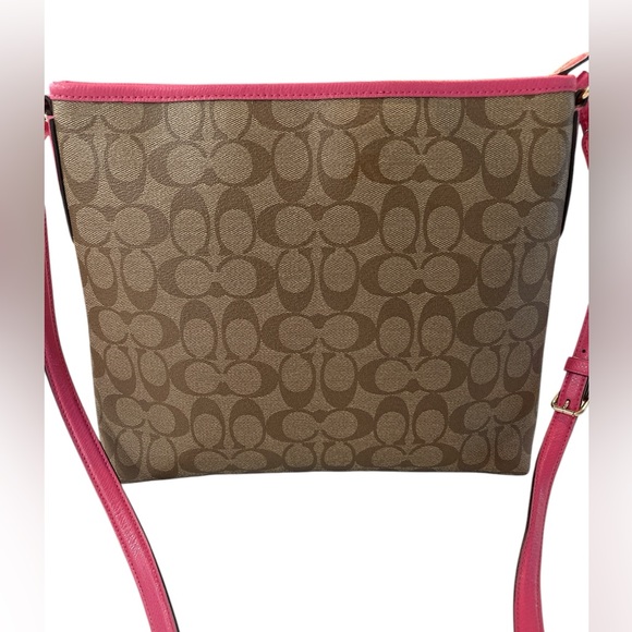 Coach Large Signature Monogram File Crossbody Bag EUC - Picture 2 of 8